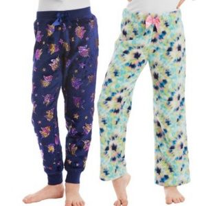 Member's Mark Girl's Favorite Plush & Soft Fleece Sleep Pant 2 Pack 7/8 Unicorn